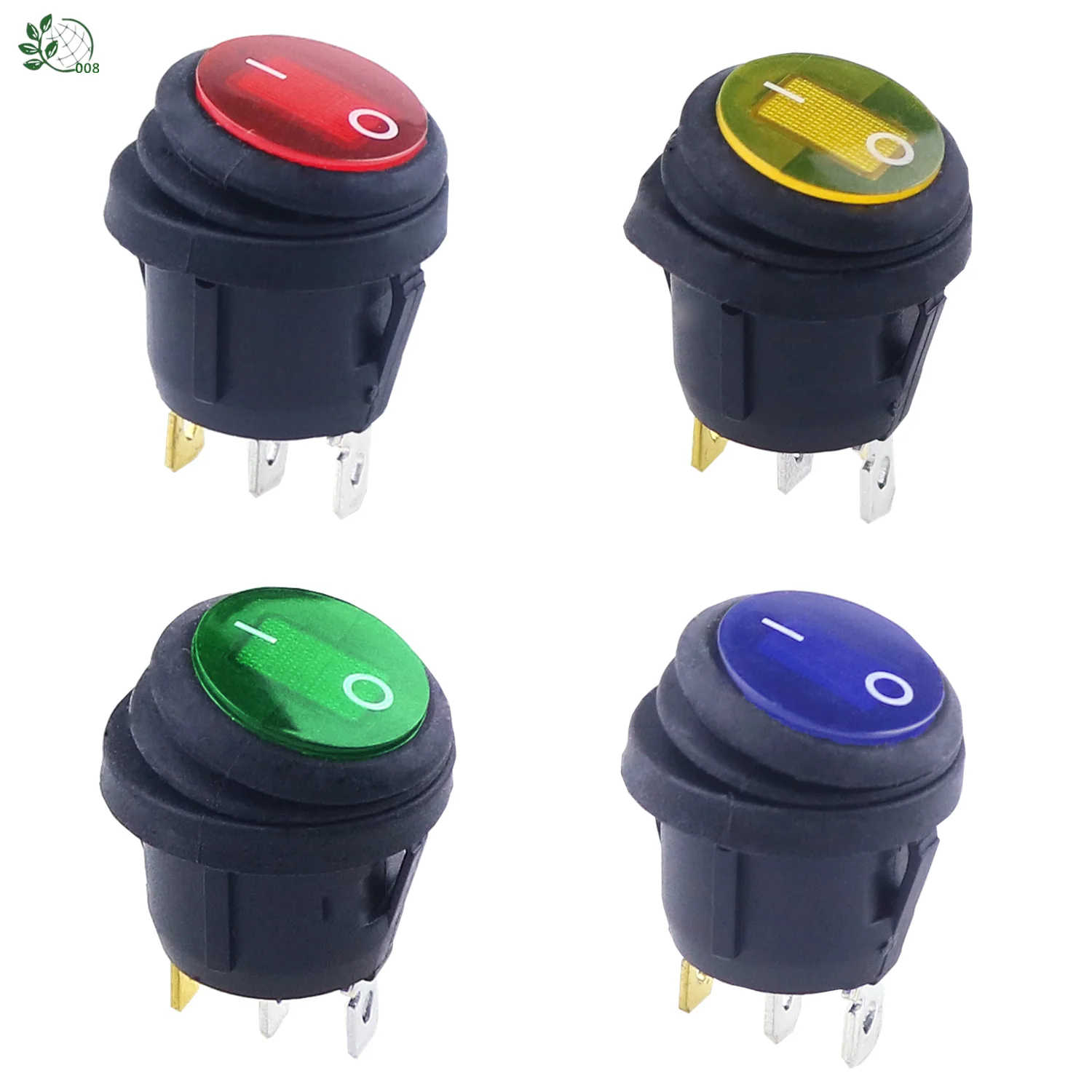 1 шт. Водонепроницаемый ВКЛ-ВЫКЛ 3Pin красного синего зеленого и желтого цвета