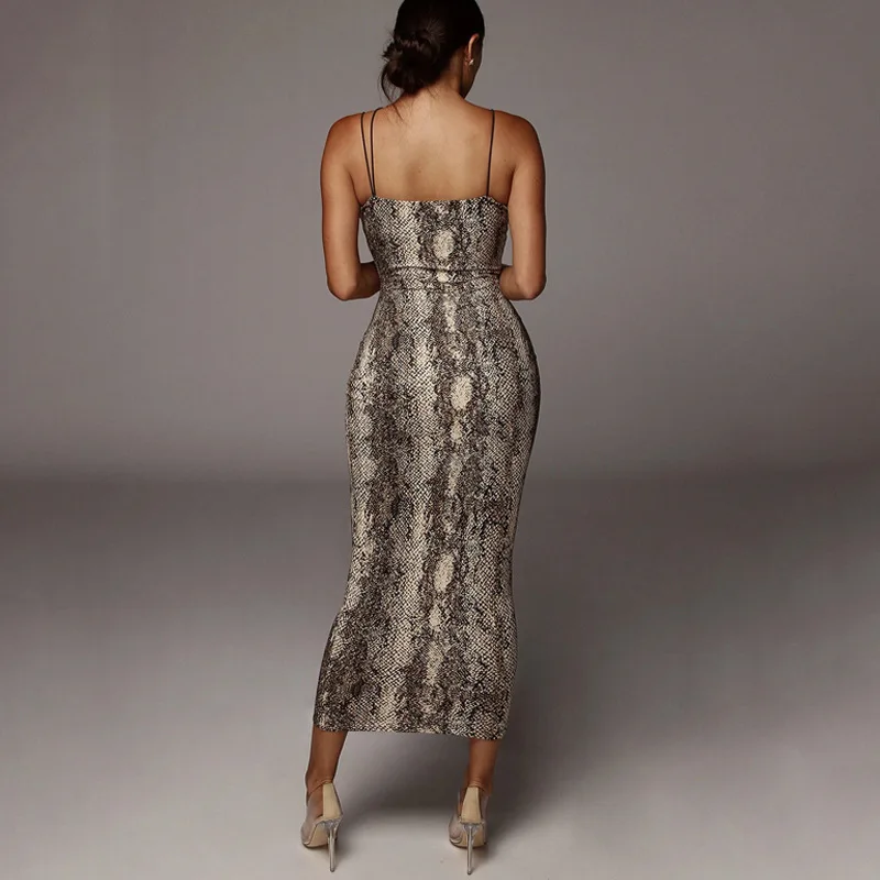 2024 leopard print sleeveless V-neck sexy midi dress spring women fashion streetwear Christmas party outfits