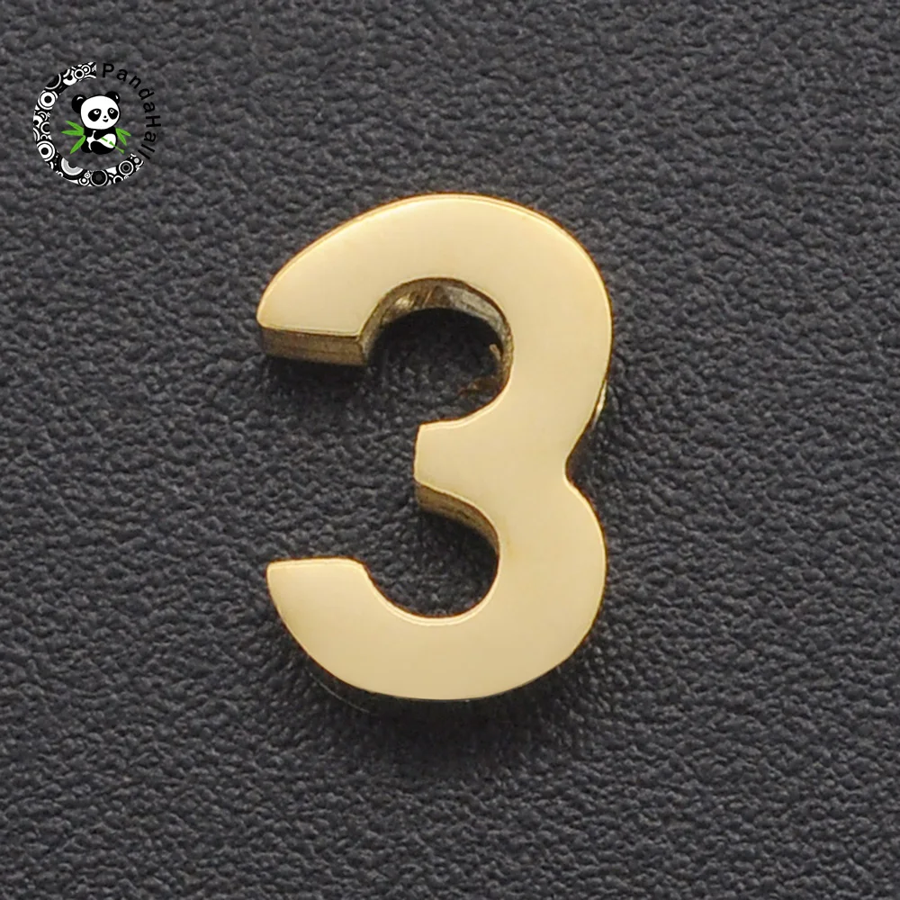 

5pcs Golden Number Stainless Steel Charms for Simple Necklaces Making 8x5.5x3mm, Hole: 1.6mm