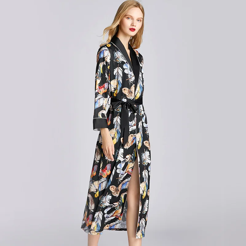 Женская пижама атласная ночная рубашка женская сексуальная Длинная с длинным