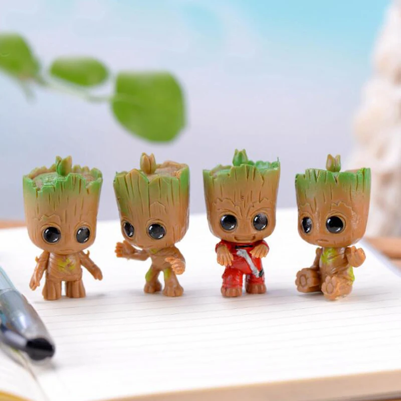 4pcs/set Guardians of The Galaxy Baby Groot Avengers Tiny Cute Tree Man Model Figure Toys 5cm