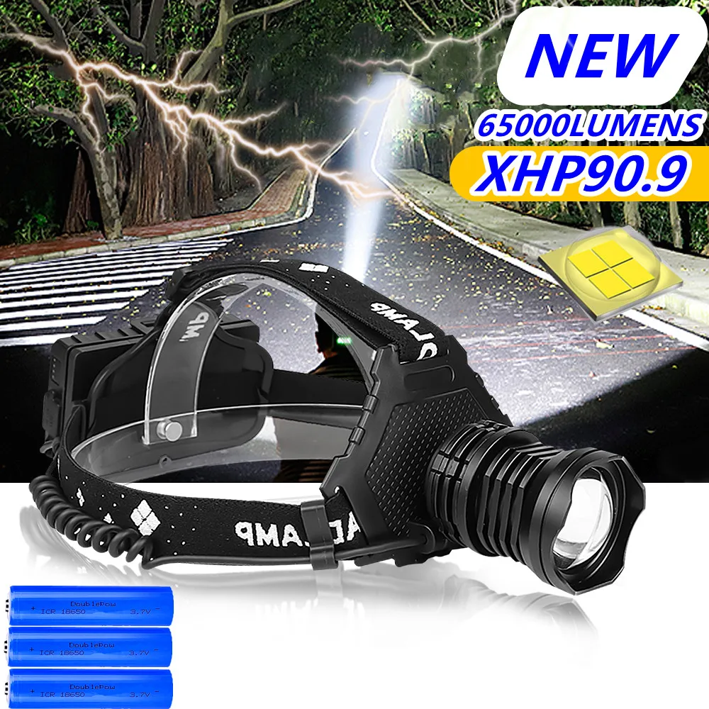 

650000 LM XHP90.9 LED Headlamp XHP70.3 High Power LED Headlight Usb 18650 Rechargeable Head Flashlight XHP50.2 Zoom Head Torch