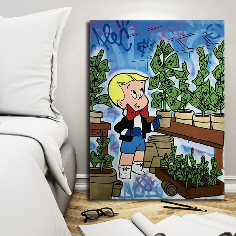 

Canvas Poster Graffiti Modern Alec Monopoly Home Decor Print Richie Rich Painting Wall Money Tree Modular Picture For Bedroom