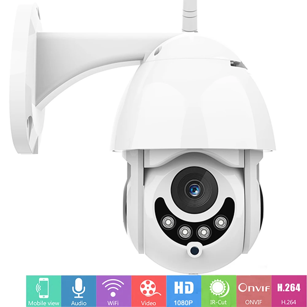 Купольная камера PTZ с поворотом на 360 градусов Wi Fi 1080P IP водонепроницаемая