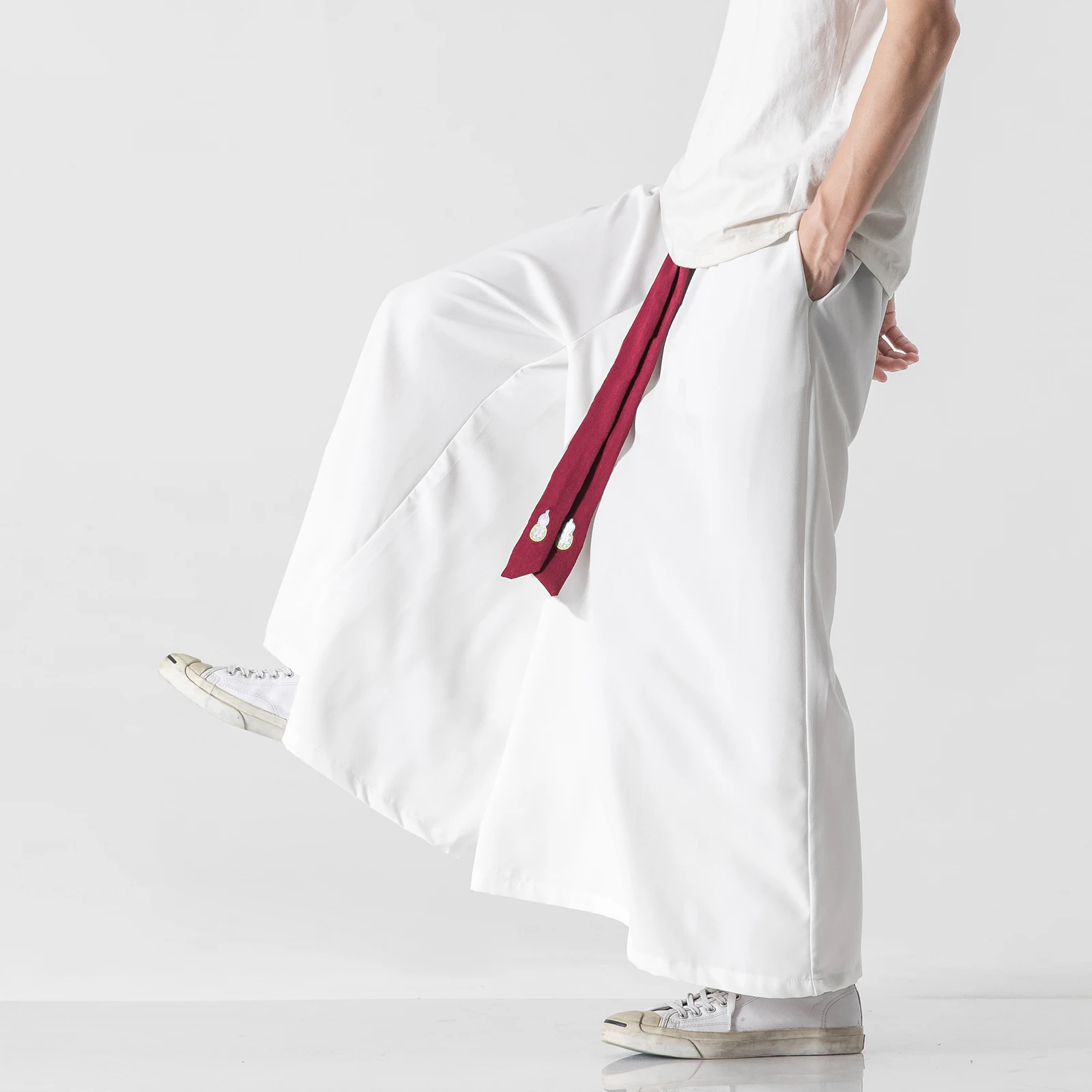 2021 летние мужские брюки из хлопка и льна с широкими штанинами повседневные в