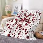 Женское, белое одеяло с красным рисунком брызг крови, легкое фланелевое одеяло для дивана, кровати, дивана