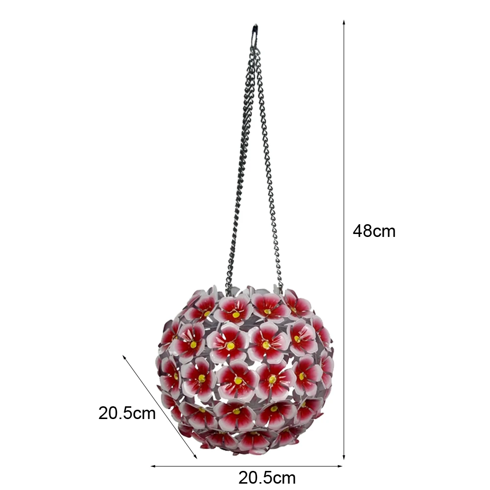 

Flower Lantern Projection Hanging Lamps LED Solar Hydrangea Ball Light Wrought Iron Outdoor Yard Art Ornaments Garden Decoration