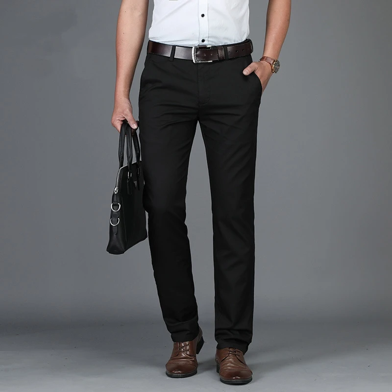 Новый бренд мужской костюм брюки повседневные Чистый хлопок Длинные мужские
