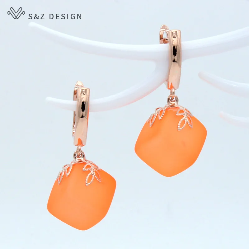 S &amp Z/Новые летние цветные акриловые висячие серьги-кубики карамельного цвета 585