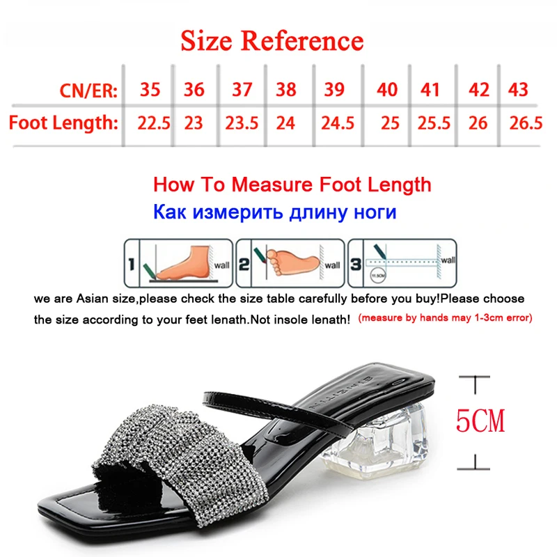 

Good Quality Women Slippers Rhinestone Fold Narrow Band Slides Shoes Summer Fashion Classic Crystal Square Heel Ladies Sandals