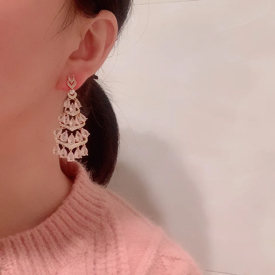 

Bilincolor Fashion Purple Tassel Drop Earring for Women Wedding Party Jewelry