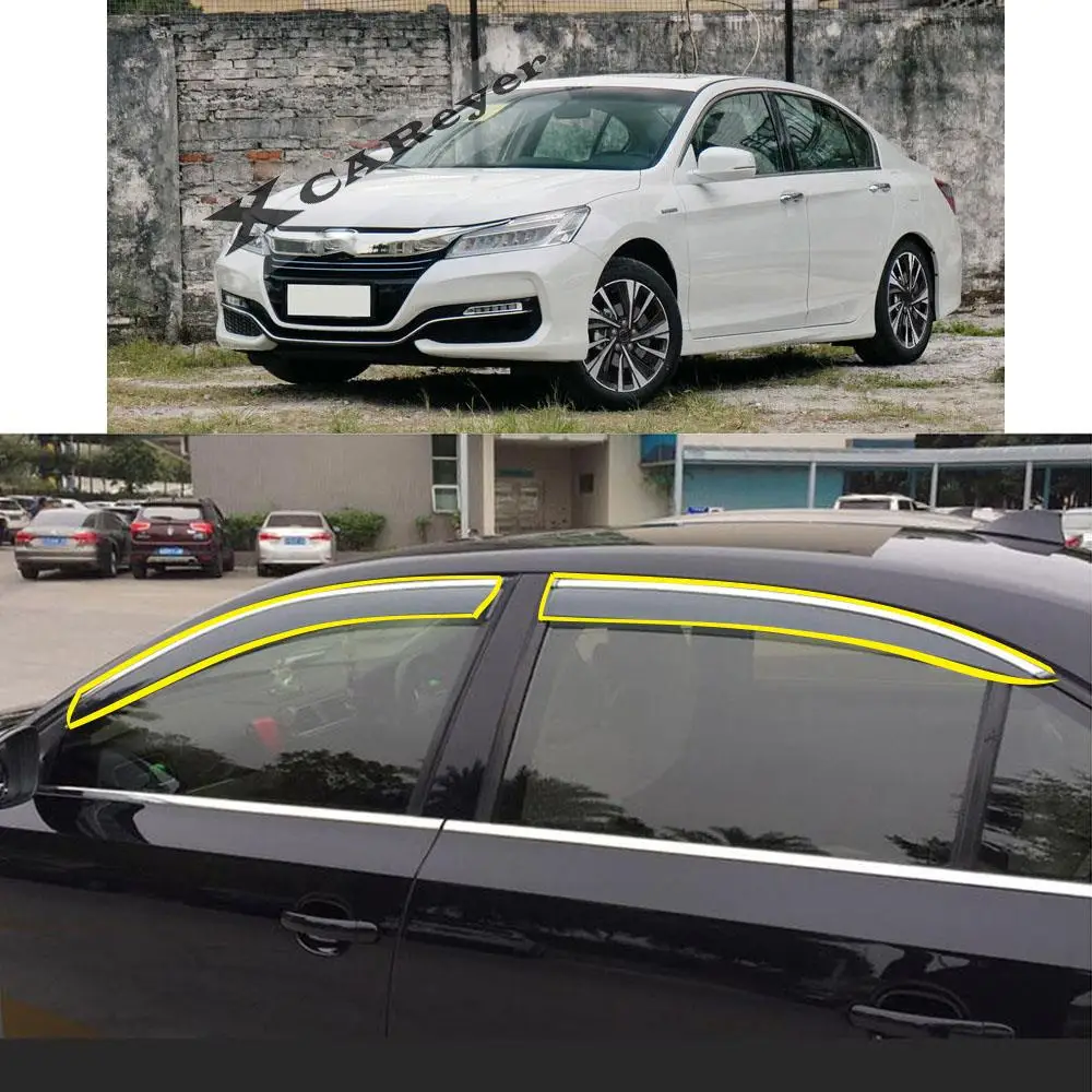 

Car Body Styling Sticker Plastic Window Glass Wind Visor Rain/Sun Guard Vent Parts Deflectors For Honda Accord 9th 2014-2018