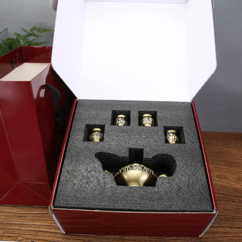 Кунг-фу чайный набор цинковый сплав креативный изысканный компактный резной