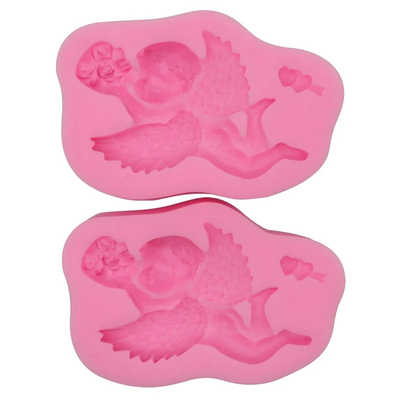

2PCS Angel Baby Fondant Mold Silicone Cake Decorating Tools Candy Chocolate Polymer Clay Molds Tray Cake Topper Decorations