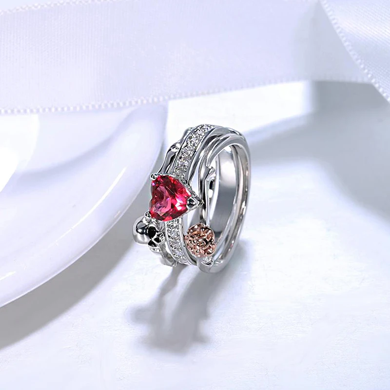 Jinzeyi кольца для женщин череп Сердце CZ кристалл розы цветы кольцо девушка цвет