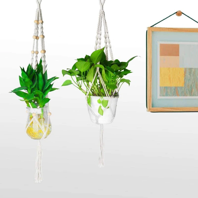 

63 Pcs m 109 Yards Kit with Natural Cotton Rope Wood Beads Wood Ring for Crafts DIY Plant Hangers