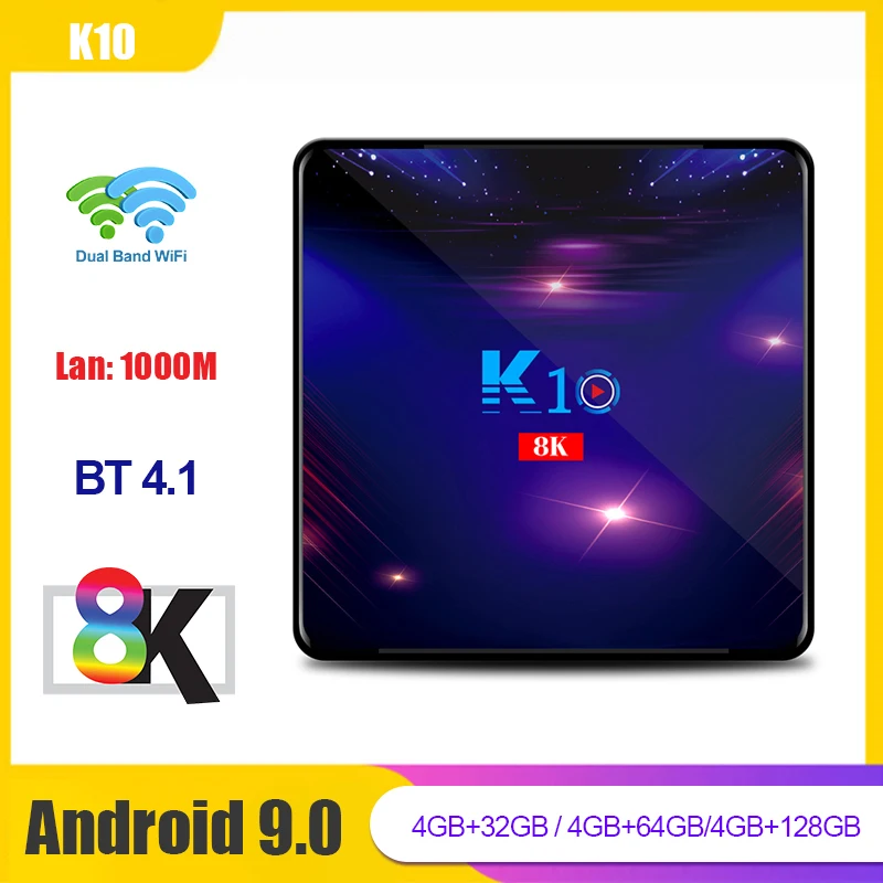 K10 Android ТВ коробка S905X3 4G DDR3 64 Гб оперативной памяти 32 встроенной 128 ГБ Поддержка 2