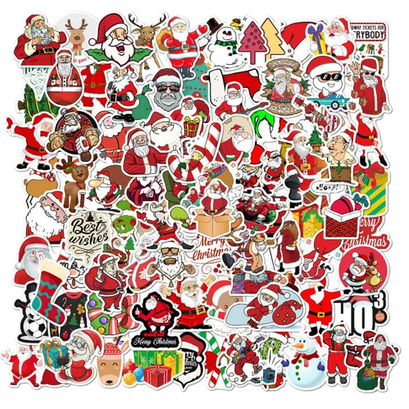 

10/30/50PCS Christmas Personalized Graffiti Mobile Phone Skateboard Luggage Waterproof And No Glue Stickers Wholesale