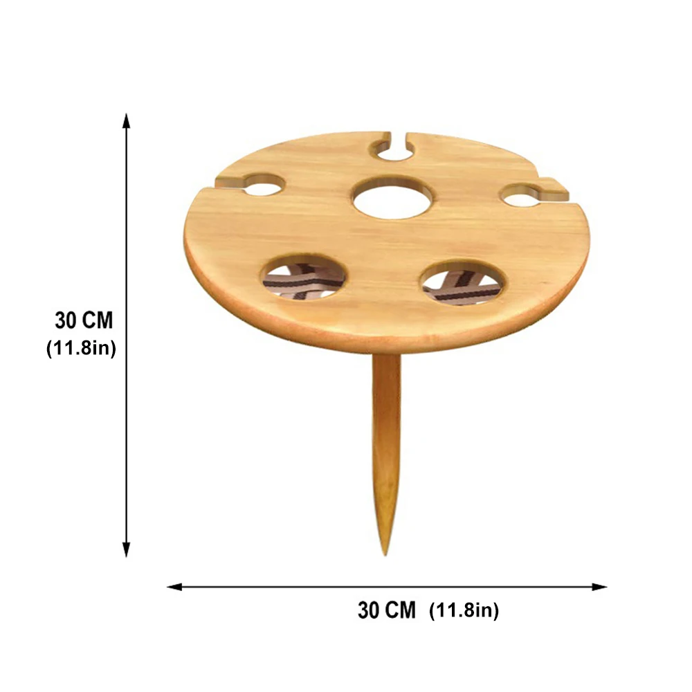 

Outdoor Foldable Wine Table With Round Desktop Camping Table Easy To Carry Wooden Table Garden Travel Beach Garden Furniture