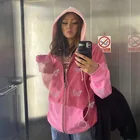 Уличная одежда 90-х Стразы с принтом бабочки спортивные костюмы из 2 предметов Y2K модные толстовки на молнии большого размера спортивные брюки комплект из двух предметов