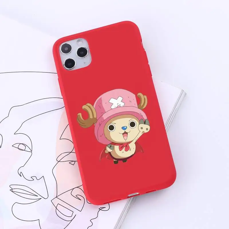 

Tony Tony Chopper One Piece Phone Case Red Candy Color for iPhone 6 7 8 11 12 s mini pro X XS XR MAX Plus
