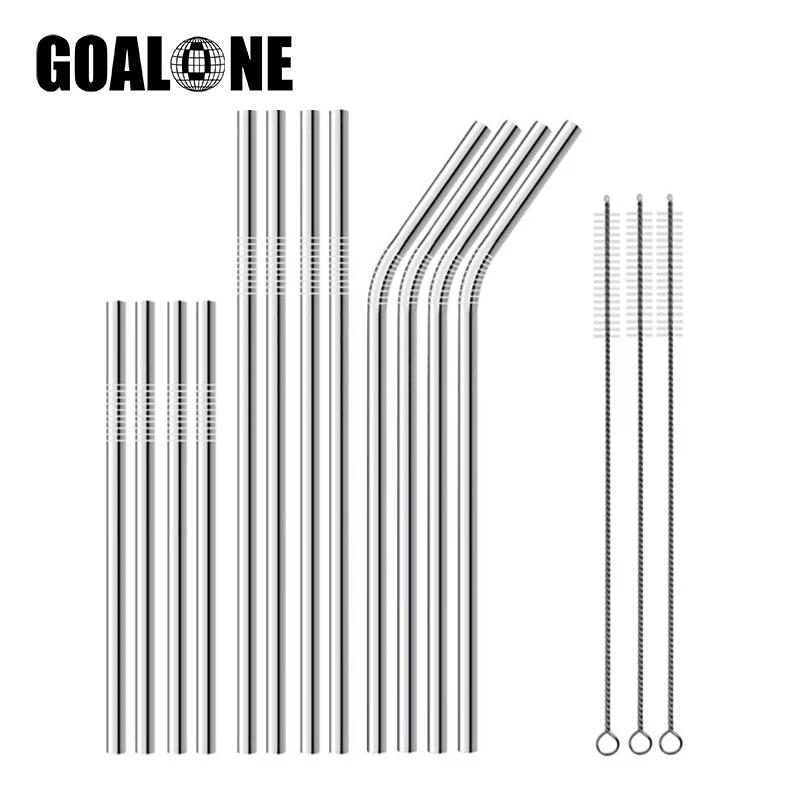 GOALONE 4 шт./компл. Многоразовые соломинкой 304 Нержавеющая сталь 6 мм металлическая