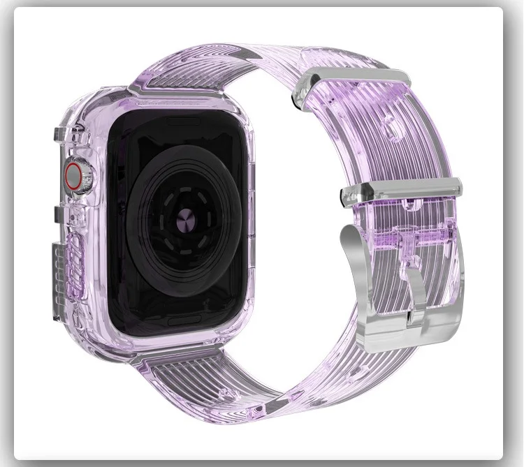 

Transparent Clear Purple/Yellow/Black/Green/Pink Jelly Color Removing Watch Band Waterproof Replacement Sport Loop Watch Band