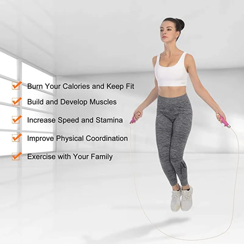 Скакалка для тренировок и фитнеса удобная пенопластовая ручка скакалки с