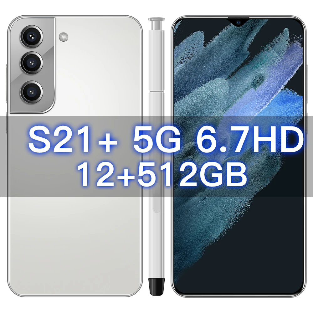 

New S21+5G SmartPhone Android11.0 6.7Inch 12+512GB 6800mAh Full Screen Facial Unlock Dual SIM 32MP+50MP 5G Network Mobile Phone