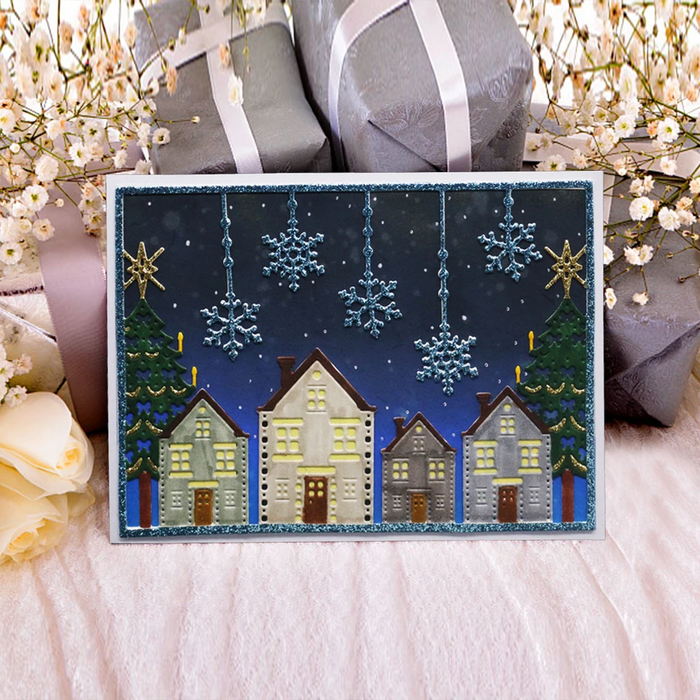 Рождество снежинка дом тиснение резка Плесень инструмент шаблон формы карты