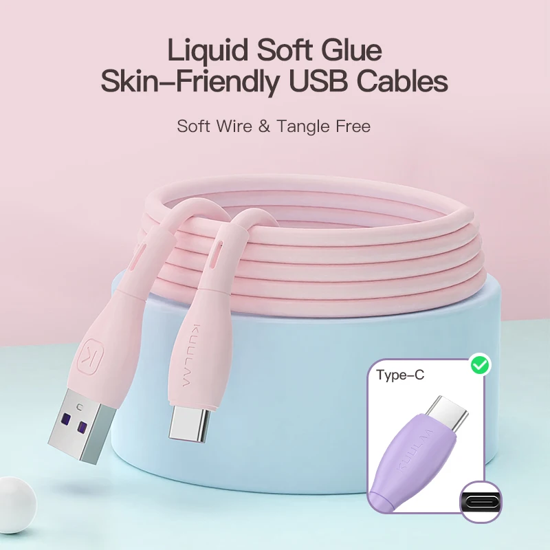 Кабель KUULAA Type C из жидкого силикона кабель для Samsung S10 S9 QC 3 0 быстрой зарядки Huawei Xiaomi
