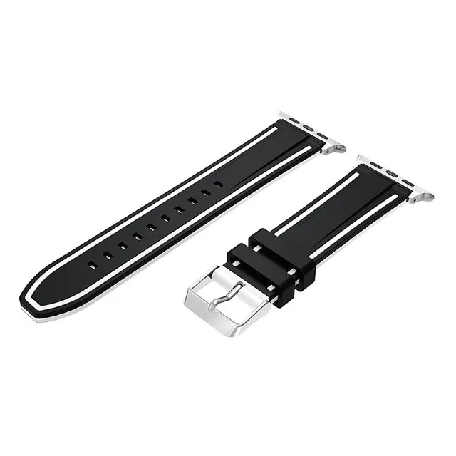 black-white Спортивный ремешок JANSIN для apple watch series 5 4 3 2 браслет iWatch 5 ремешок 40 мм 44 мм мягкий силиконовый ремешок для apple watch 38 мм 42 мм - Цвет ремешка: black-white