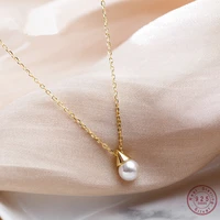 925 sterling silver simple pearl dmall triangle bulb pendant necklace women wedding dress jewelry accessories birthday gift