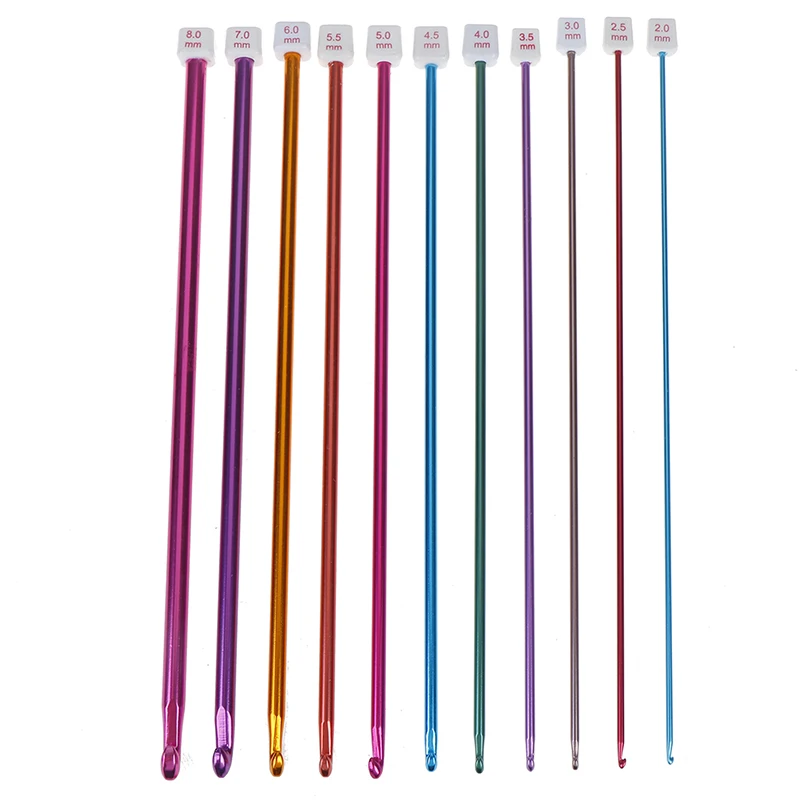

11Pcs/Set Crochet Hooks Needle Set Tunisian Afghan Knitting Tools 10.6" 2-8mm