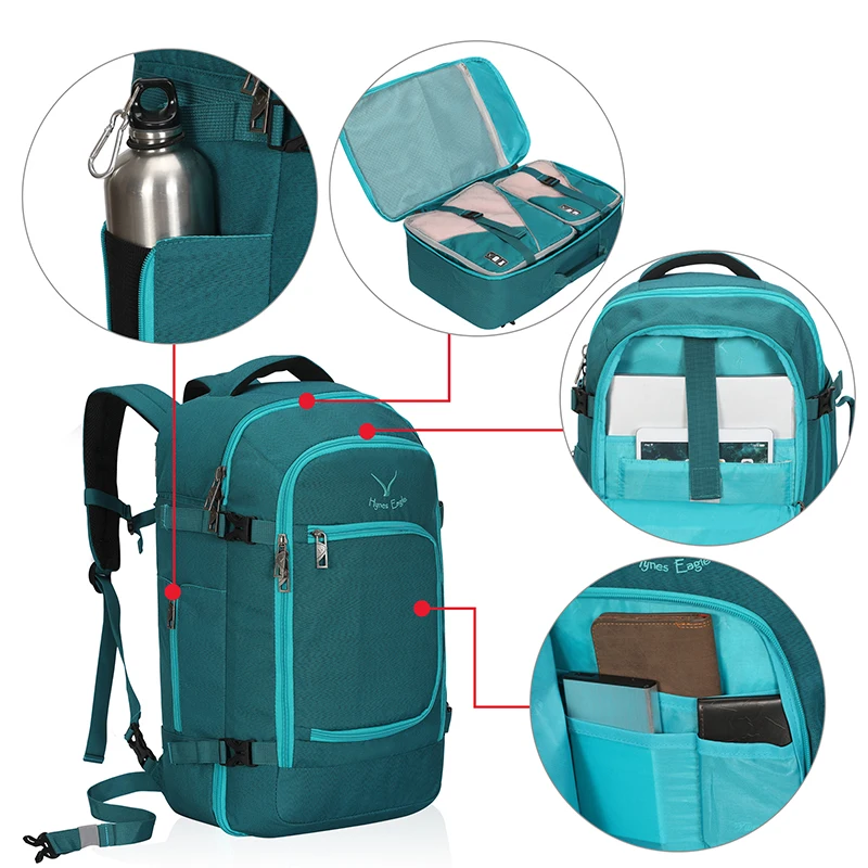 Waterproof Backpack Men Women Laptop Travel Backpack 40L Flight Approved Carry On Backbag Luggage Bags Casual Daypacks