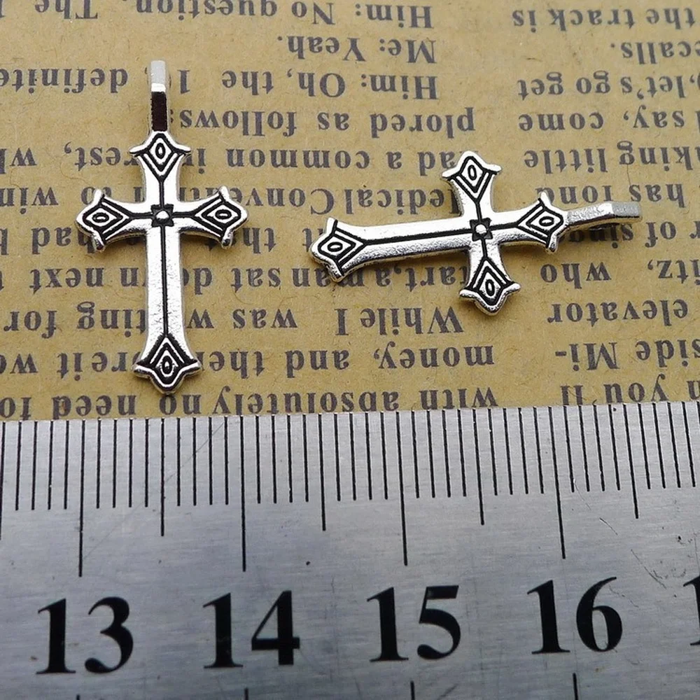 

400pcs Crosses Charms 12mm x 23mm DIY Jewelry Making Pendant Antique Silver Color