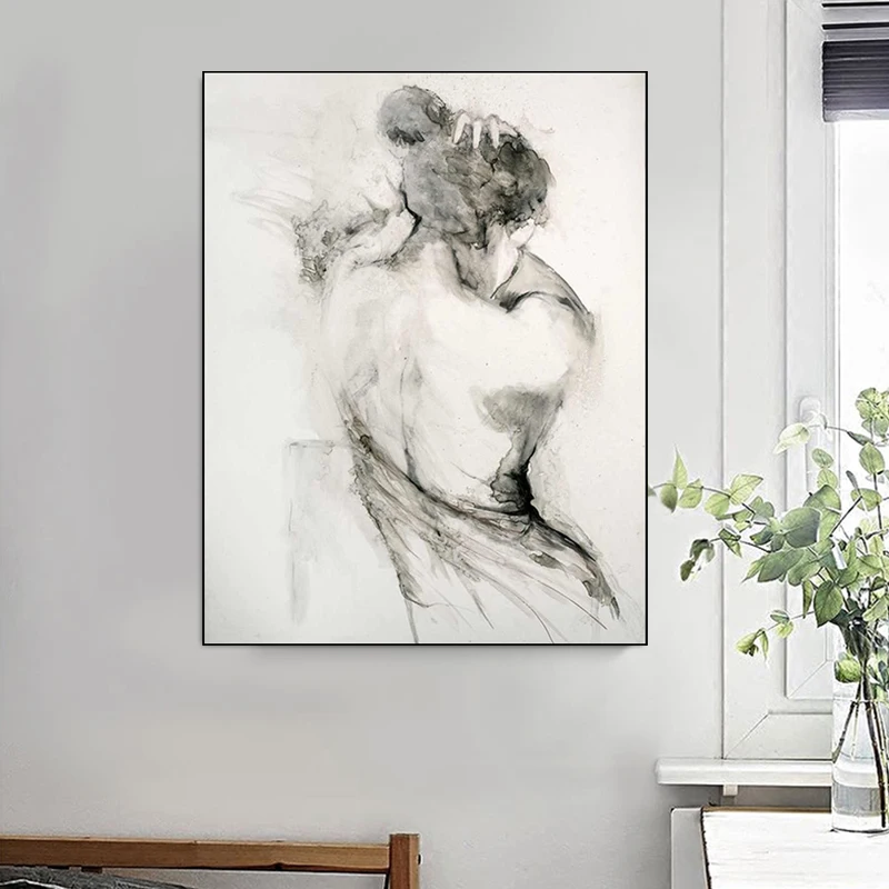 Винтажная картина маслом на спине для женщин черные и белые постеры принты
