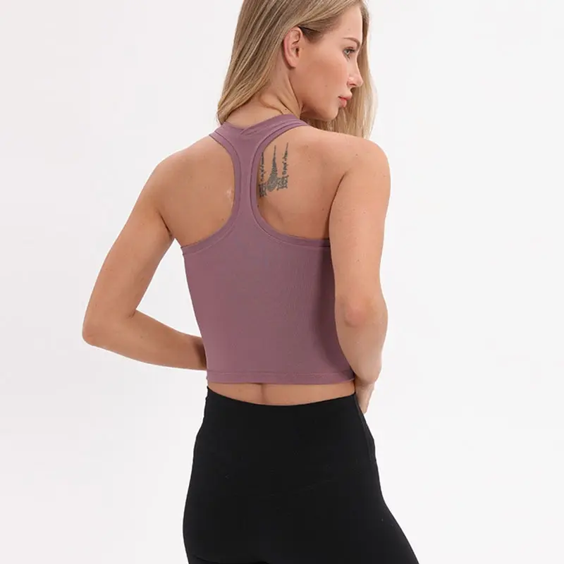 

Top crop top Women Plain Nylon Yoga Crop Tops Sport Tank Top Exercise Four-Ways Stretchy Fitness Vest Workout Clothes