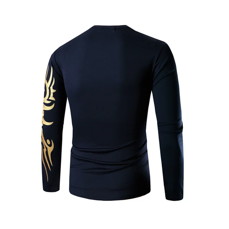 Мужское платье-футболка с длинными рукавами принтом дракона повседневная
