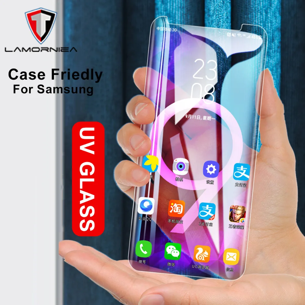 9D УФ жидкое изогнутое полное Клей закаленное стекло для Samsung Galaxy S8 S9 Plus Note 8 9 S7