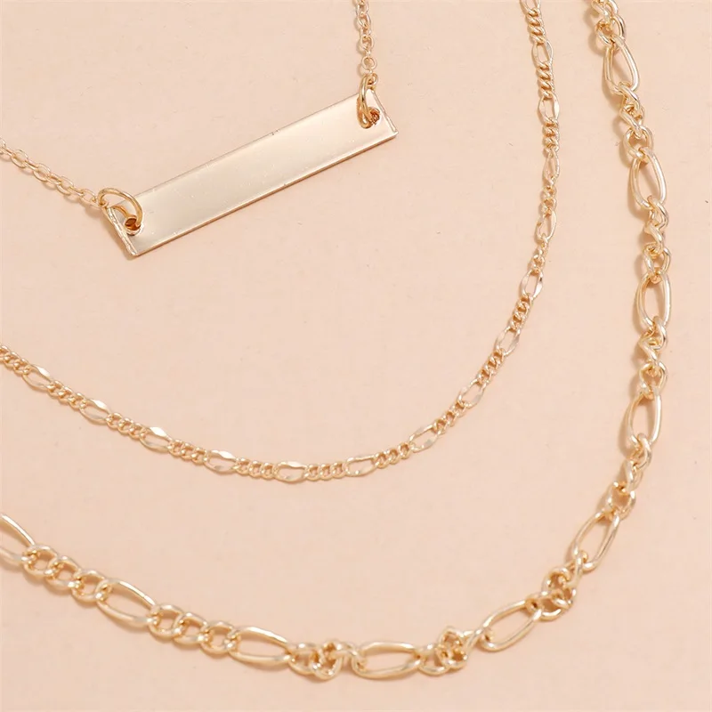 Комплект женских ожерелий 3 шт./компл. модная металлическая прямоугольная