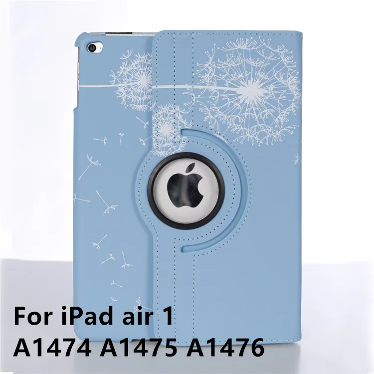 360 Вращающийся чехол с принтом для apple ipad 9,7 чехол с одуванчиком для ipad Air 2 подставка с цветком - Цвет: Blue ipad air 1