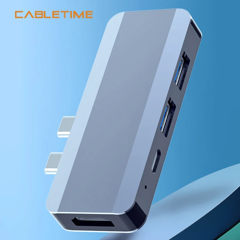

USB-концентратор CABLETIME 4 в 1, USB 3,0, HDMI, 4K, PD, алюминиевый сплав