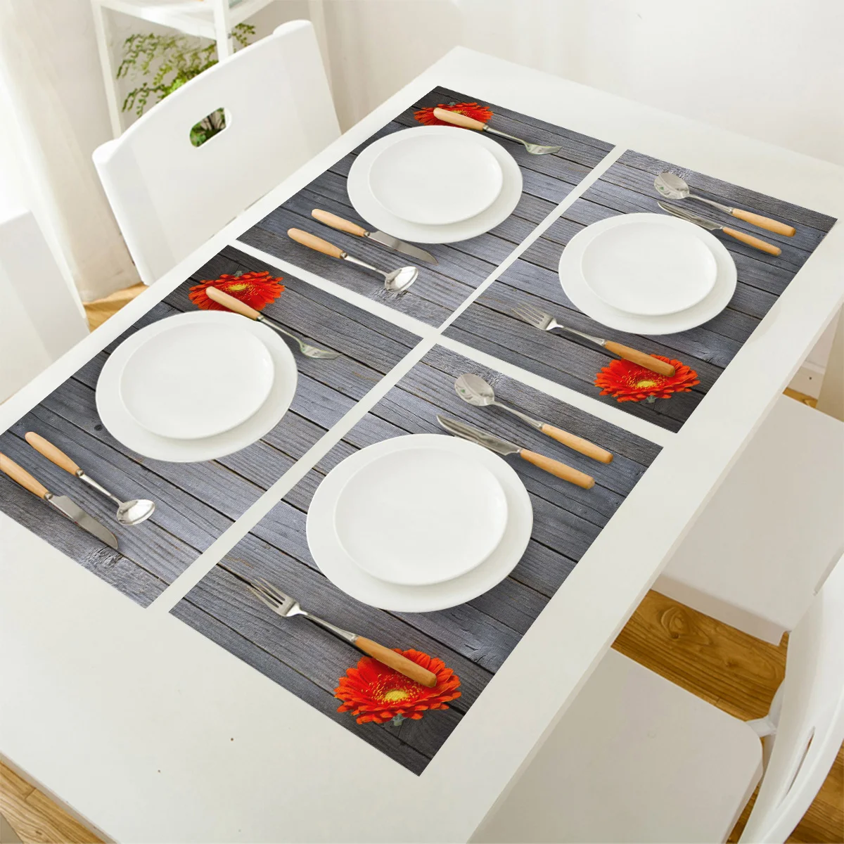 Набор 4/6 столовых приборов для обеденного стола Африканский красный коврик с