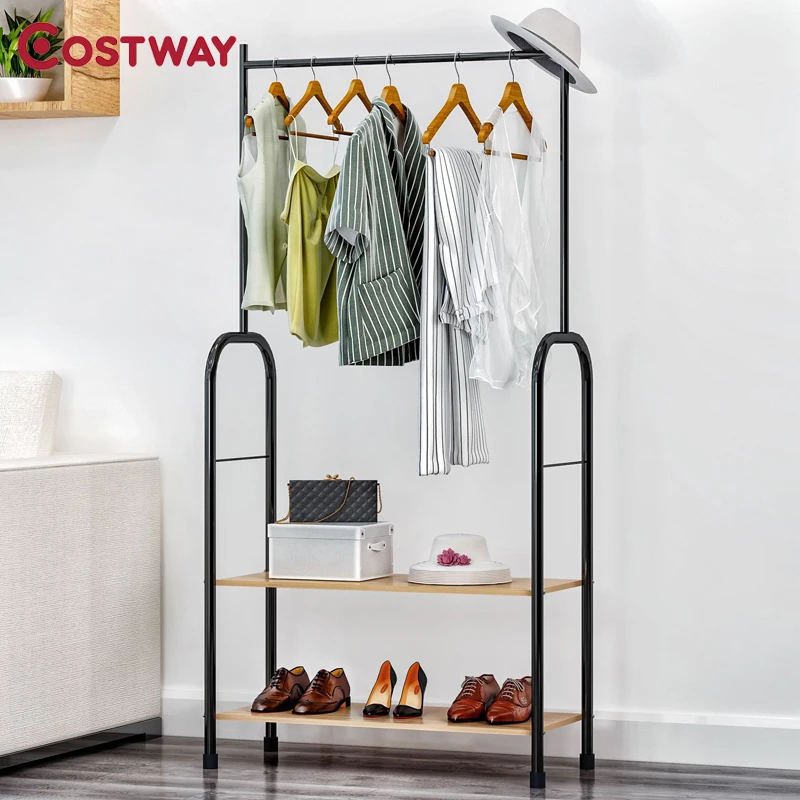 COSTWAY Clothes Hanger Coat Rack Floor Storage Wardrobe Clothing Drying Racks porte manteau kledingrek perchero de pie |