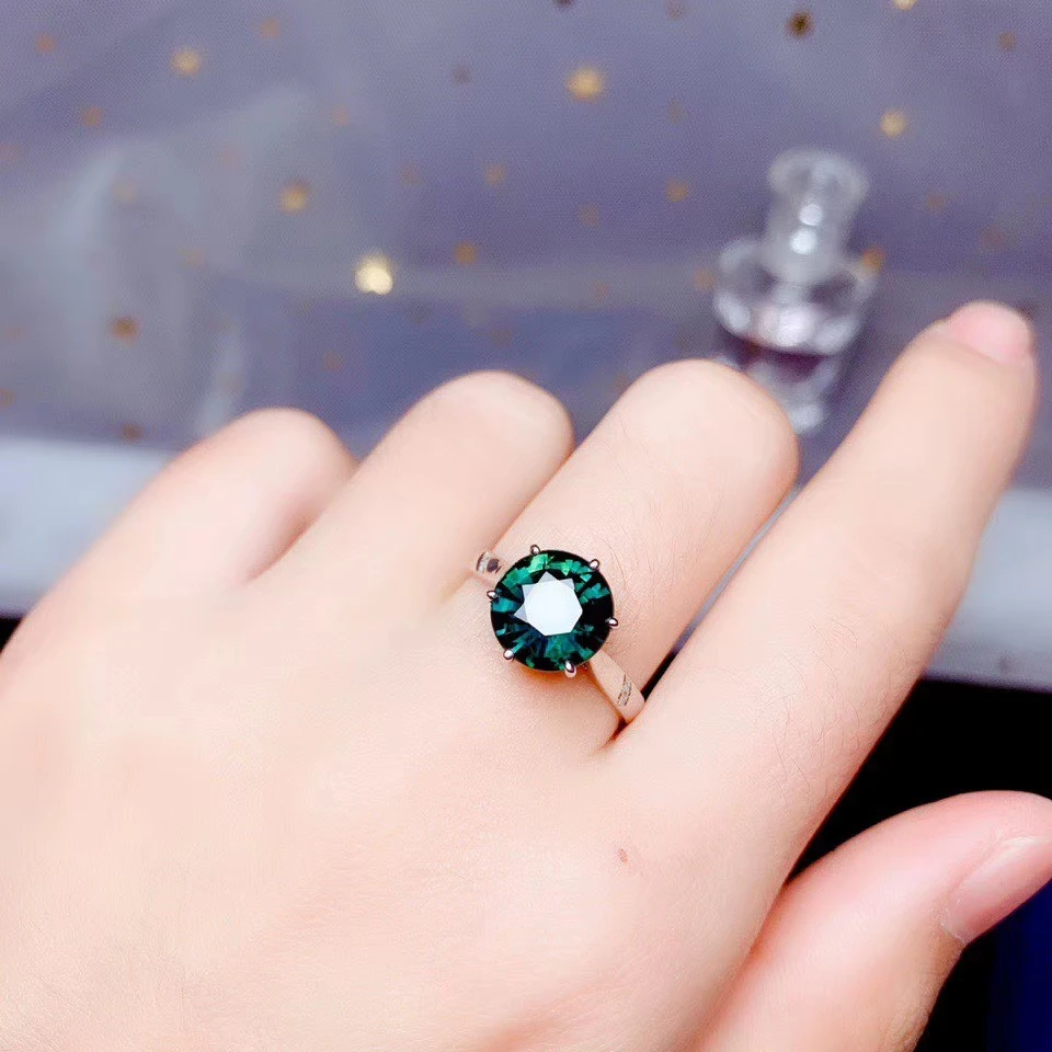 Роскошное океанское голубое сапфировое кольцо из драгоценных камней 18 К Золотое