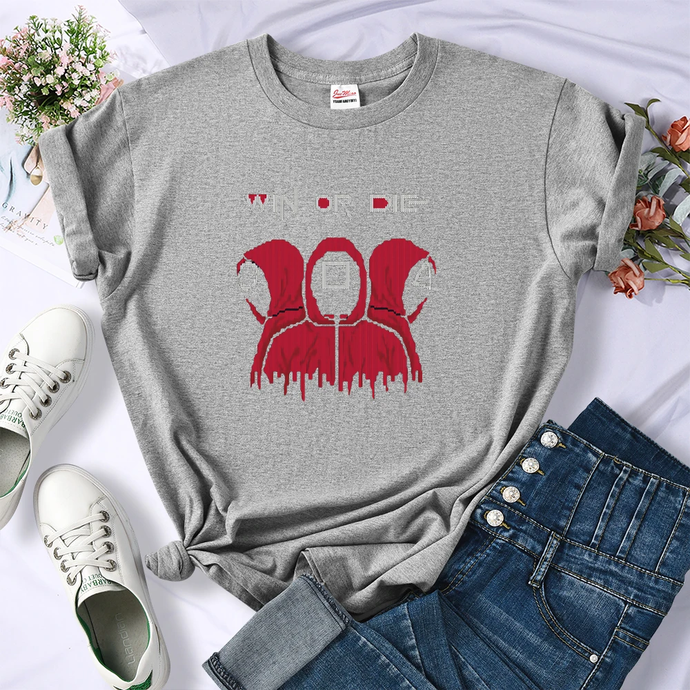 

Squid Game Printing Female T Shirt Crewneck Fit T Shirt Comfortable Fashion T Shirts Summer Oversized Woman Tshirts
