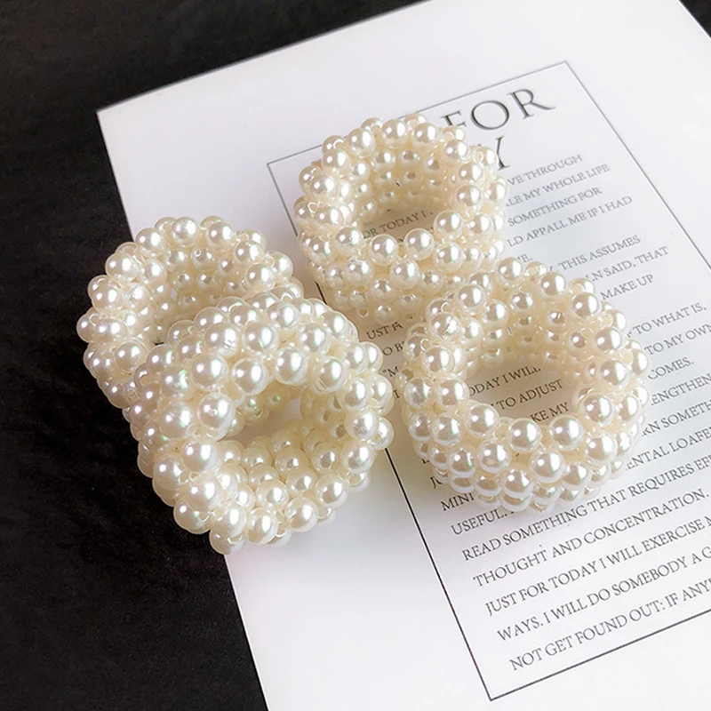 Женские аксессуары для волос длинные эластичные резинки с жемчужинами и