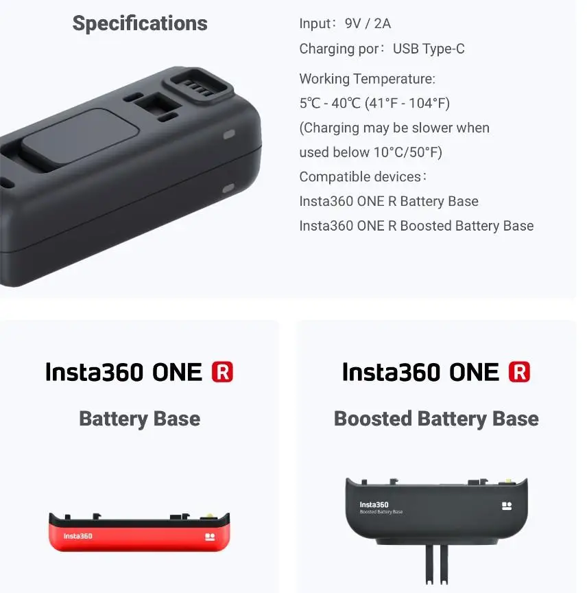 

Insta360 ONE R Boosted Battery Base Fast Charge Hub Battery