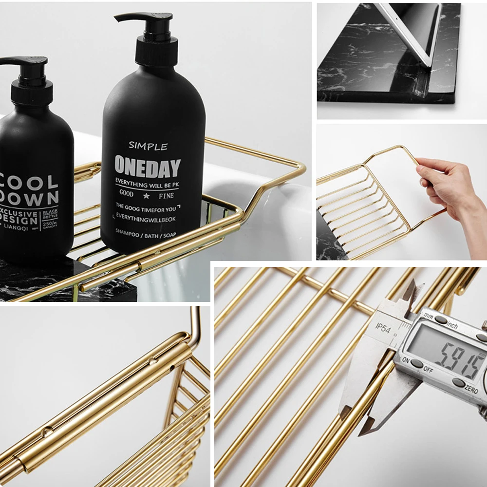 Ванная латунная сетка Мраморный поддон Ванная комната Многофункциональная полка Туалетный фен Bubble bath leisure lazy Spa Rack on.